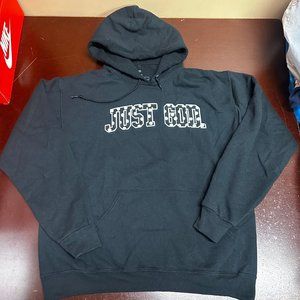 Just God Mens Black God Is Dope Long Sleeve Pockets Pullover Hoodie Size Large